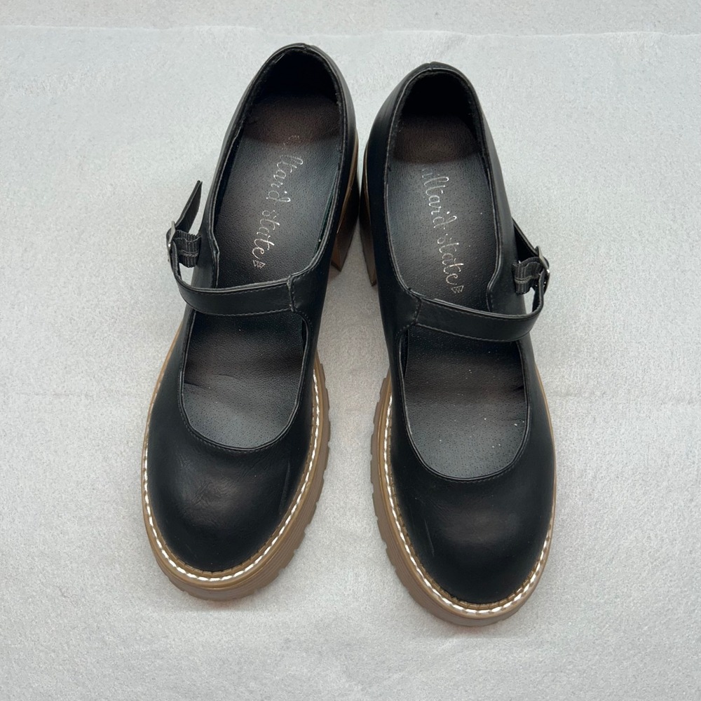 Altard State Women Black Mary Jane Chunky Platform Lug Sole Block Heel Shoes 10
